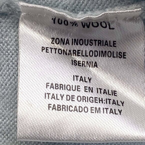 Italian Wool Cardigan Sweater Button Down Long Sleeves Deep V-Neck Light Blue - Picture 11 of 12